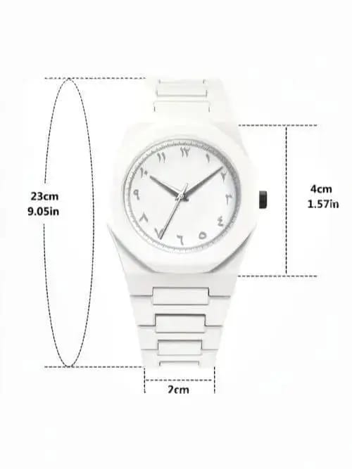 ⌚ Men's White Arabic Aura Carbon Fiber Watch