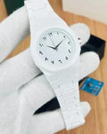⌚ Men's White Arabic Aura Carbon Fiber Watch