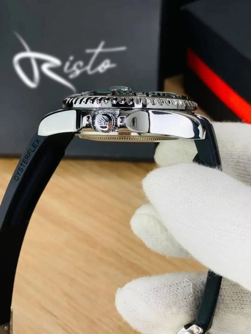 Luxury Rolex Style Men's Silver Watch – Premium Rubber Strap