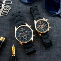 Unisex Armani Chronograph Couple Watch – Black Carbon Fiber