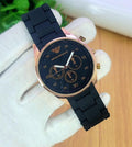 Men's Emporio Armani Chronograph Watch Blue Dial Stainless Steel Chain Strap